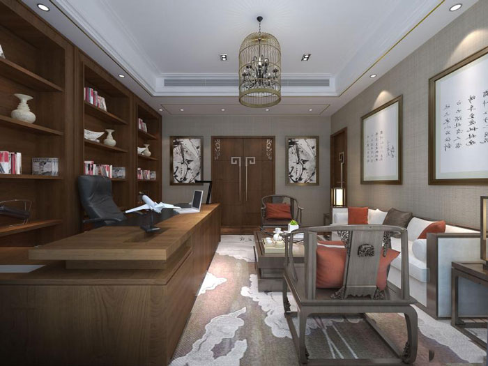 杭州中式總經(jīng)理辦公室裝修設(shè)計效果圖