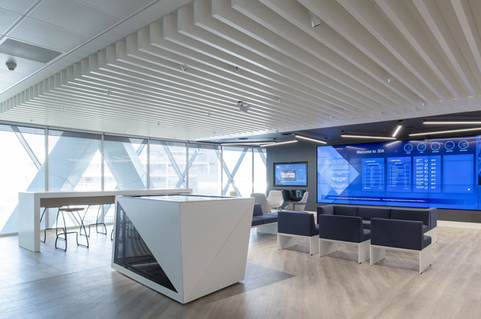 供應鏈管理公司辦公室前臺接待裝修設(shè)計效果圖