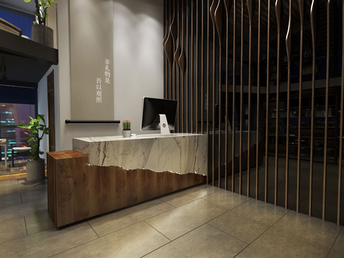 文化公司辦公室前臺區(qū)裝修設計效果圖