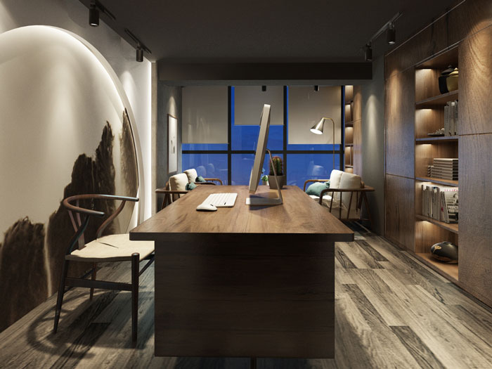 文化公司總經(jīng)理辦公室裝修設計效果圖