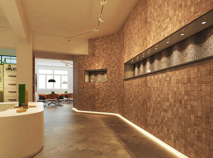 舊辦公室樣品區(qū)過(guò)道改造裝修設(shè)計(jì)效果圖