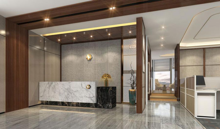 杭州老余杭辦公室前臺裝修設(shè)計方案