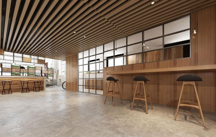 杭州桐廬辦公室吧臺裝修設計效果圖