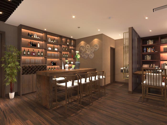 古典辦公室吧臺區(qū)域裝修設(shè)計(jì)效果圖