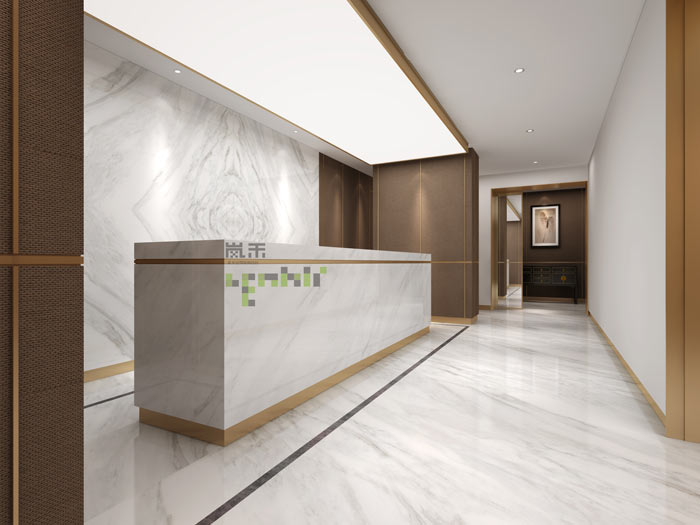 辦公室新中式前臺裝修設計效果圖