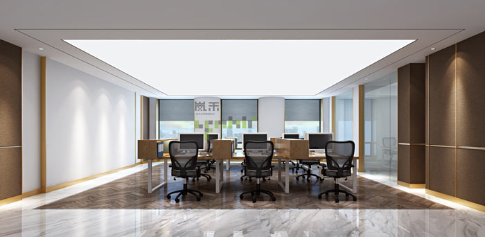 辦公室新中式辦公區(qū)裝修設計效果圖