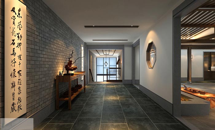 中式辦公室玄關(guān)設(shè)計(jì)裝修效果圖