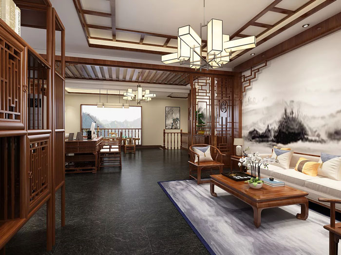 中式總經(jīng)理辦公裝修設計效果圖