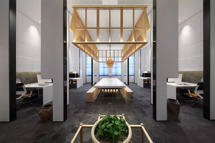 新中式風格辦公室辦公區(qū)設計方案