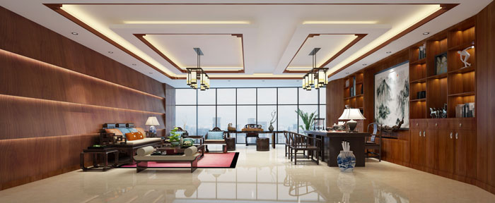 中式辦公會所總經(jīng)理辦公室裝修設(shè)計效果圖