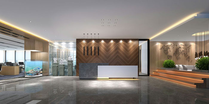 新中式辦公會所前臺設(shè)計方案