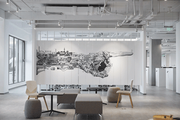 科技辦公樓隔斷墻裝修設(shè)計效果圖