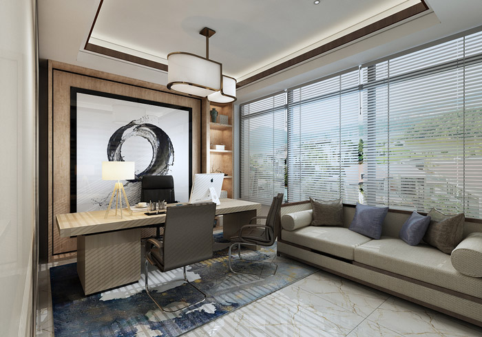 新中式經(jīng)理辦公室裝修設(shè)計(jì)