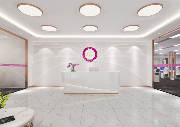 化妝品辦公室前臺裝修設(shè)計效果圖