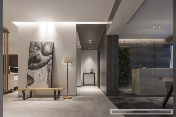 新中式風格辦公室過道設計效果圖