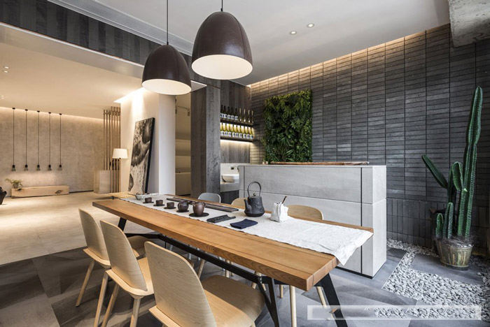 新中式風格辦公室飲茶區(qū)設計效果圖