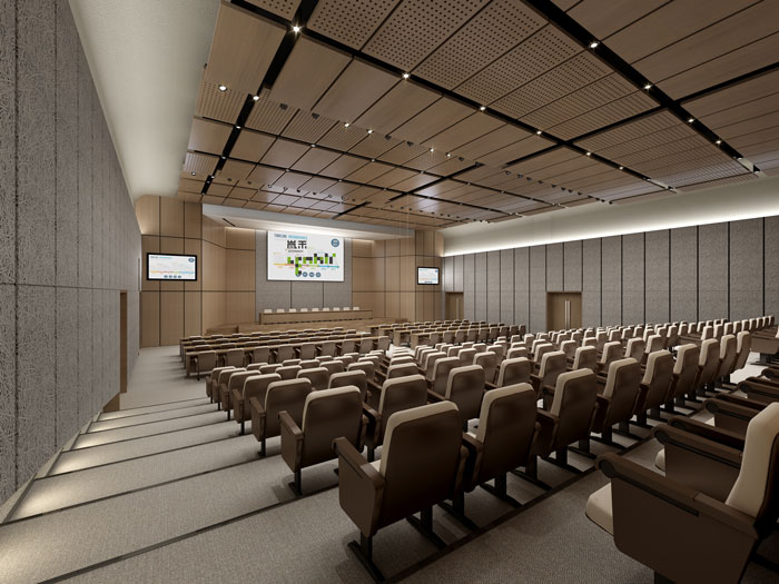 杭州鴻世電器辦公樓匯報廳裝修設(shè)計效果圖