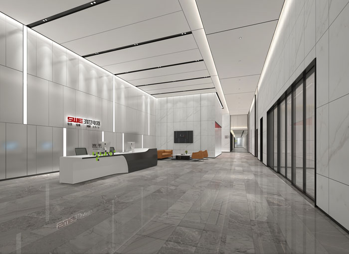 杭州鴻世電器辦公樓大廳裝修設(shè)計效果圖