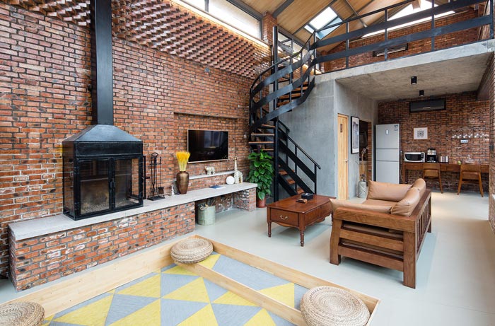 景區(qū)三合院民宿客廳設(shè)計效果圖